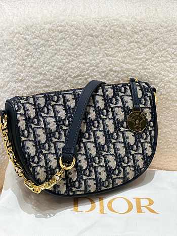 Fortok Dior Callisto Hobo Bag Blue & Beige 29x4x14cm 