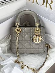 Fortok Dior Lady Cannage Bag in Grey 17x15x7cm - 1