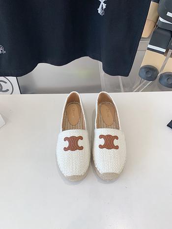 Fortok Celine Triomphe Logo Patch Flat Espadrilles Cream