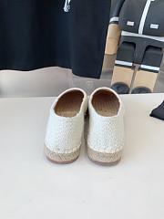 Fortok Celine Triomphe Logo Patch Flat Espadrilles Cream - 6