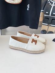 Fortok Celine Triomphe Logo Patch Flat Espadrilles Cream - 5