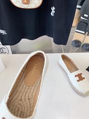 Fortok Celine Triomphe Logo Patch Flat Espadrilles Cream - 4