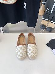 Fortok Celine Signature Triomphe Canvas Calfskin Flat Espadrille Ecru - 1