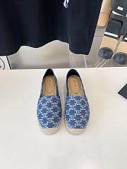 Fortok Celine Triomphe Stamped Denim Espadrilles Navy - 1