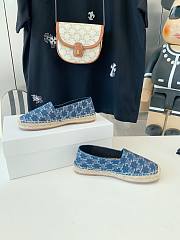 Fortok Celine Triomphe Stamped Denim Espadrilles Navy - 4