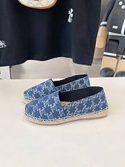 Fortok Celine Triomphe Stamped Denim Espadrilles Navy - 2