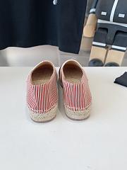 Fortok Celine Espadrilles Flat Shoes Jacquard Canvas Red & Beige  - 5