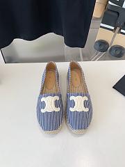 Fortok Celine Triomphe Logo Patch Flat Espadrilles Canvas Espadrille In Navy - 1