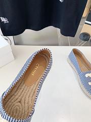 Fortok Celine Triomphe Logo Patch Flat Espadrilles Canvas Espadrille In Navy - 6