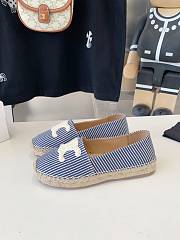 Fortok Celine Triomphe Logo Patch Flat Espadrilles Canvas Espadrille In Navy - 4