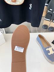 Fortok Celine Triomphe Logo Patch Flat Espadrilles Canvas Espadrille In Navy - 5