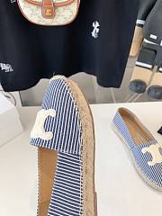 Fortok Celine Triomphe Logo Patch Flat Espadrilles Canvas Espadrille In Navy - 3