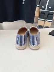 Fortok Celine Triomphe Logo Patch Flat Espadrilles Canvas Espadrille In Navy - 2