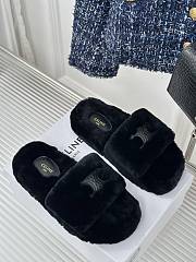 Fortok Celine Fur Slippers Black - 5