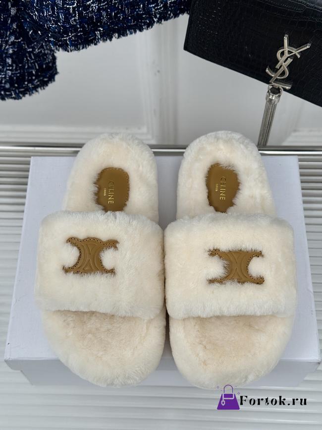 Fortok Celine Fur Slippers White - 1