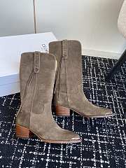 Fortok Celine Dark Brown Velvet Knight Boots - 3