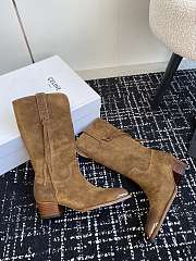 Fortok Celine Brown Velvet Knight Boots - 6