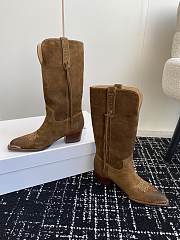Fortok Celine Brown Velvet Knight Boots - 5