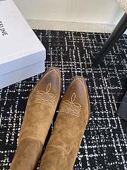 Fortok Celine Brown Velvet Knight Boots - 4