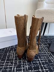 Fortok Celine Brown Velvet Knight Boots - 3