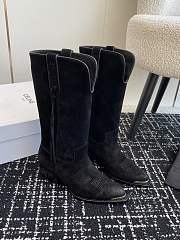 Fortok Celine Black Velvet Knight Boots - 1