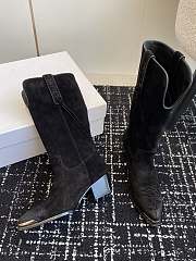 Fortok Celine Black Velvet Knight Boots - 6