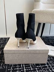 Fortok Jimmy Choo Carolyn White & Black Leather & Knit Ankle Boots - 6