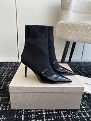 Fortok Jimmy Choo Carolyn Black Leather & Knit Ankle Boots - 1