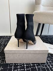 Fortok Jimmy Choo Carolyn Black Leather & Knit Ankle Boots - 4