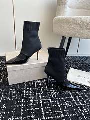 Fortok Jimmy Choo Carolyn Black Leather & Knit Ankle Boots - 2