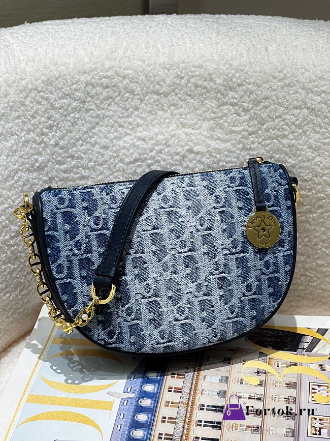 Fortok Dior Callisto Hobo Bag Blue Denim 29x4x14cm - 1