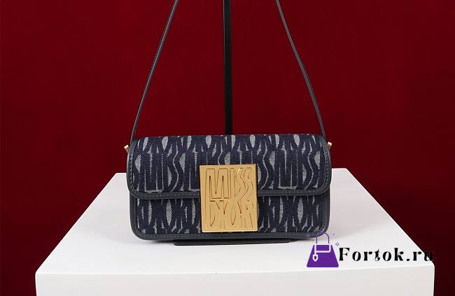 Fortok Dior Miss Flap Bag Blue Miss Dior Allover Denim 22x11x6cm - 1