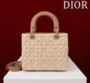 Fortok Dior Lady Beige Graphic Cannage Raffia Bag 24x20x11cm - 4