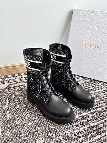 Fortok Dior D-Major Ankle Boots Black and White Technical Fabric