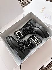 Fortok Dior D-Major Ankle Boots Black and White Technical Fabric - 4