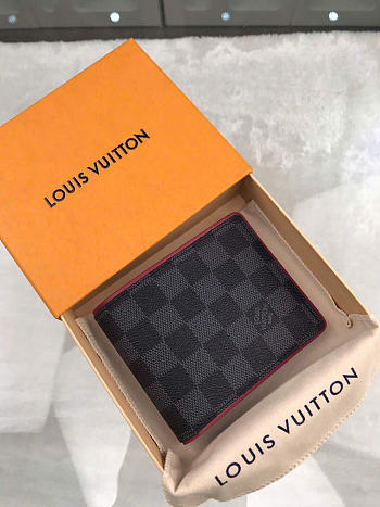 Fortok Louis Vuitton Multiple Damier Wallet Graphite Canvas N63260 12x9cm