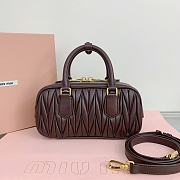 Fortok Miu Miu Arcadie Matelassé Nappa Leather Tote Bag Dark Brown 22x10.5x7.5cm - 5