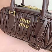 Fortok Miu Miu Arcadie Matelassé Nappa Leather Tote Bag Dark Brown 22x10.5x7.5cm - 2