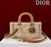 Fortok Dior Lady D-Joy Beige Graphic Cannage Raffia Bag 26x13.5x5cm - 1