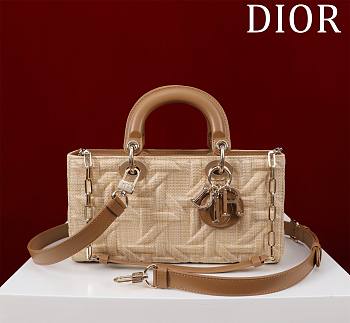 Fortok Dior Lady D-Joy Beige Graphic Cannage Raffia Bag 26x13.5x5cm