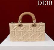 Fortok Dior Lady D-Joy Beige Graphic Cannage Raffia Bag 26x13.5x5cm - 6