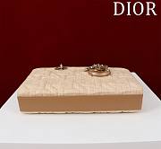 Fortok Dior Lady D-Joy Beige Graphic Cannage Raffia Bag 26x13.5x5cm - 5