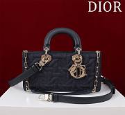 Fortok Dior Lady D-Joy Black Diana Five-grid Denim Bag 26x13.5x5cm - 1