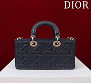 Fortok Dior Lady D-Joy Black Diana Five-grid Denim Bag 26x13.5x5cm - 5