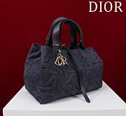 Fortok Dior Medium Toujours Bag Blue Graphic Cannage Denim 28.5x21.5x17cm - 6