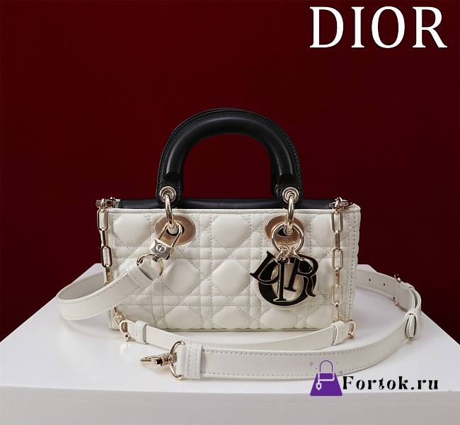 Fortok Dior Lady D-Joy Bag White & Black 22x12x6.5cm - 1