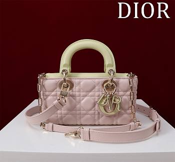 Fortok Dior Lady D-Joy Bag Powder Pink & Yellow 22x12x6.5cm