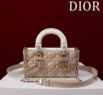 Fortok Dior Lady D-Joy Bag Beige & White 22x12x6.5cm