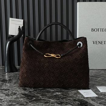 Fortok Bottega Veneta Andiamo Suede Bag Dark Brown 80842 32x24x12cm