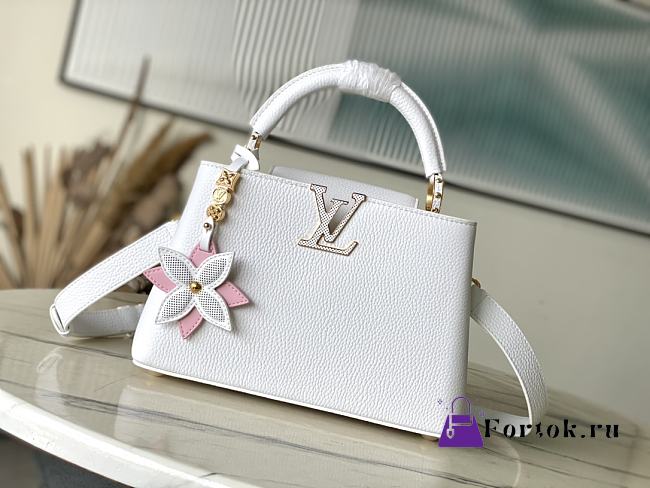 Fortok Louis Vuitton Capucines Bag White Flower Detail M21416 27x17.3x9cm - 1